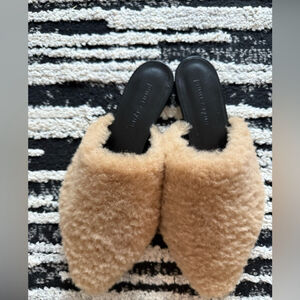 Jenni Kayne Shearling Mules Tan, Size 38